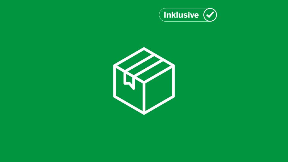 Icon einer Box und ein Label "Inklusive"