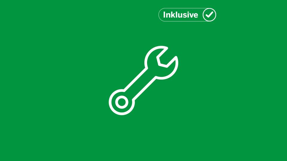Icon eines Schraubenschlüssels und Label "Inklusive"