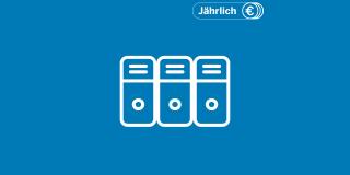 Icon einer Serverstruktur und Label "Jährlich"