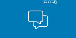 Icon von zwei Sprechblasen und Label "Jährlich"