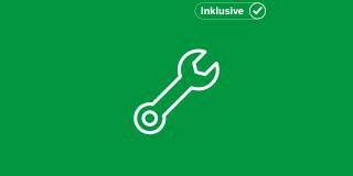 Icon eines Schraubenschlüssels und Label "Inklusive"